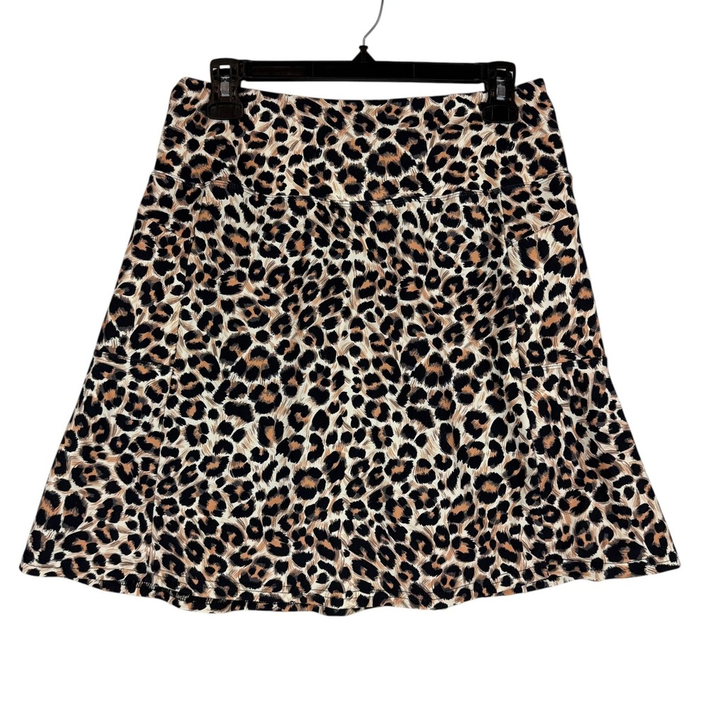 Santiny Skort Womens Medium Brown Leopard Athletic Lined Shorts Pockets Golf